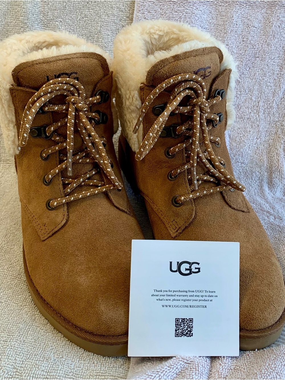 UGG Chestnut Brown Lace-Up Shearling Boots